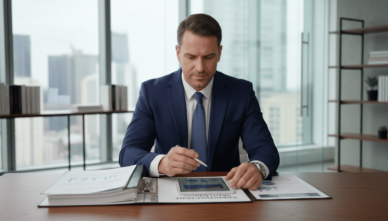 Financial consultant reviewing EB-5 investment documents