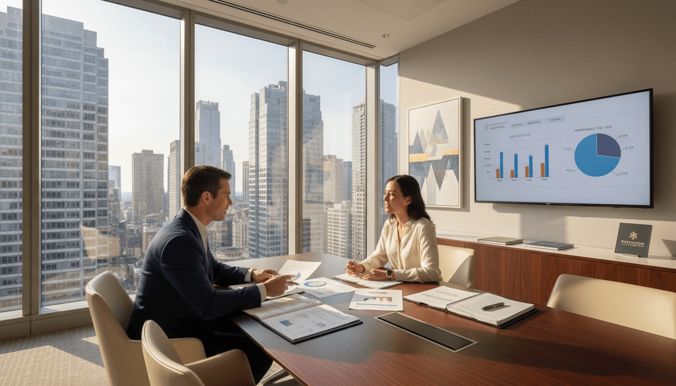 Financial advisor meeting with investors discussing EB-5 project details